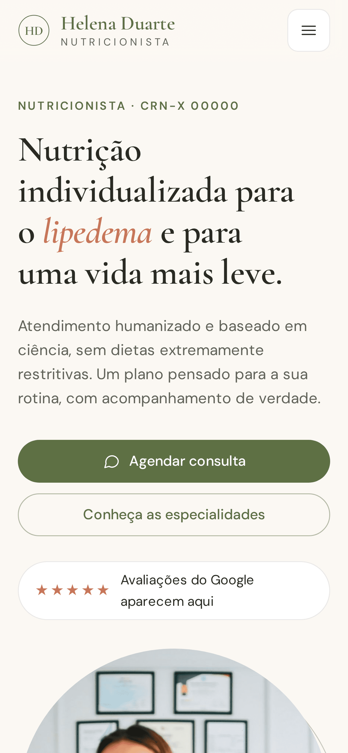 Helena Duarte Nutricionista, site visto no celular