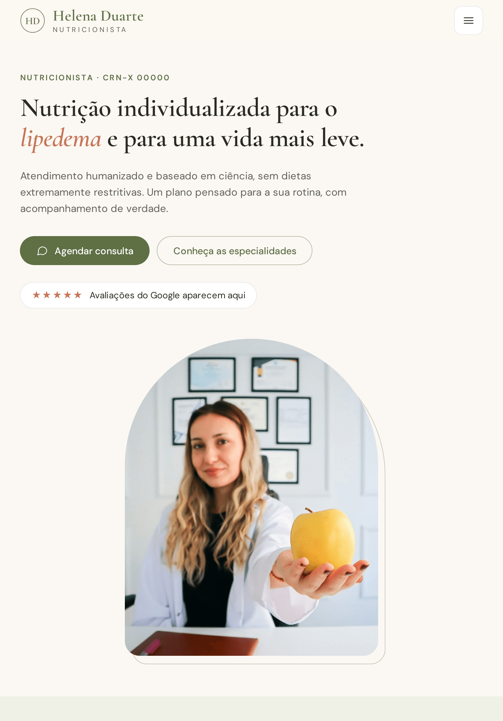 Helena Duarte Nutricionista, site visto no tablet