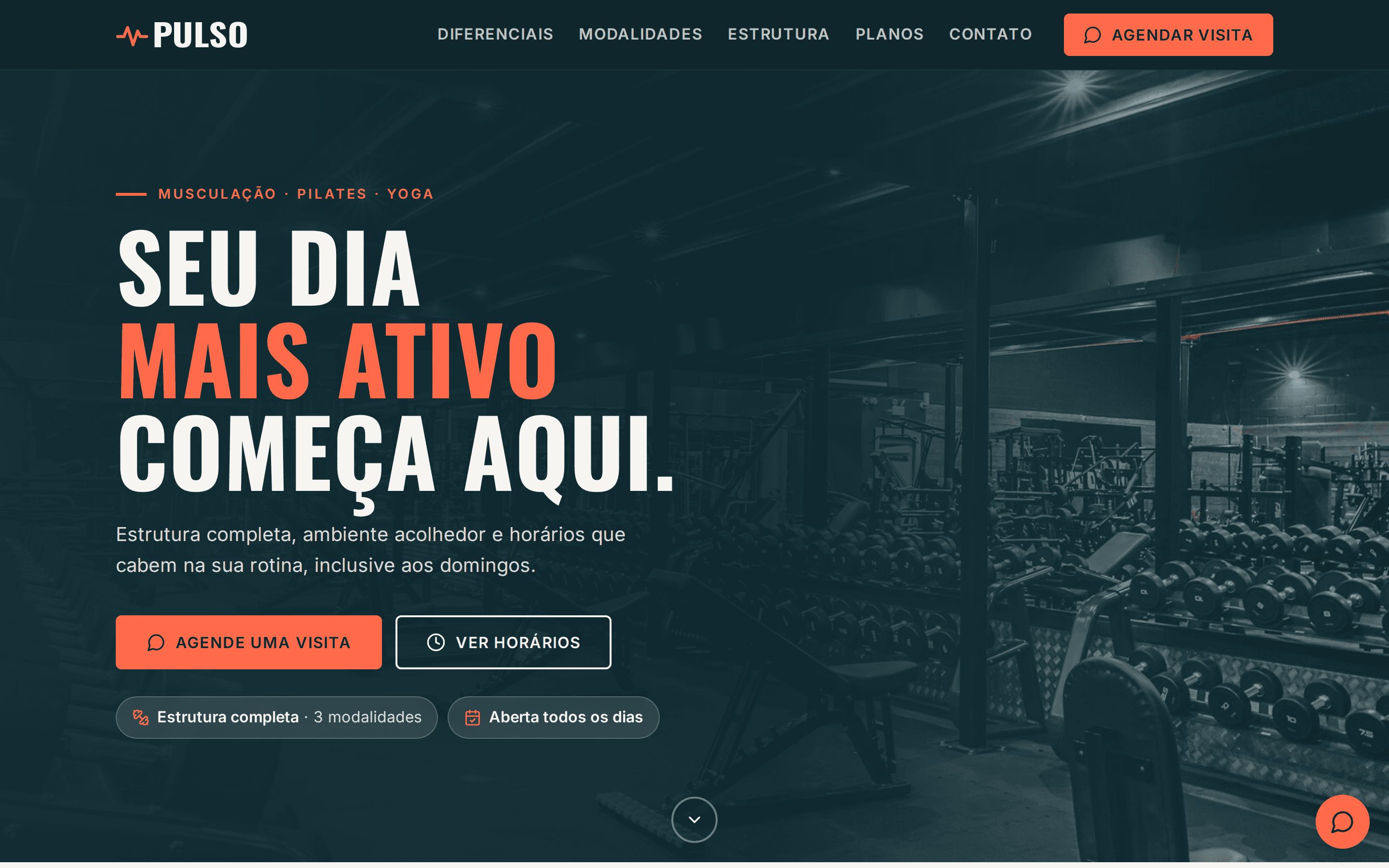 Pulso Academia, site visto no computador