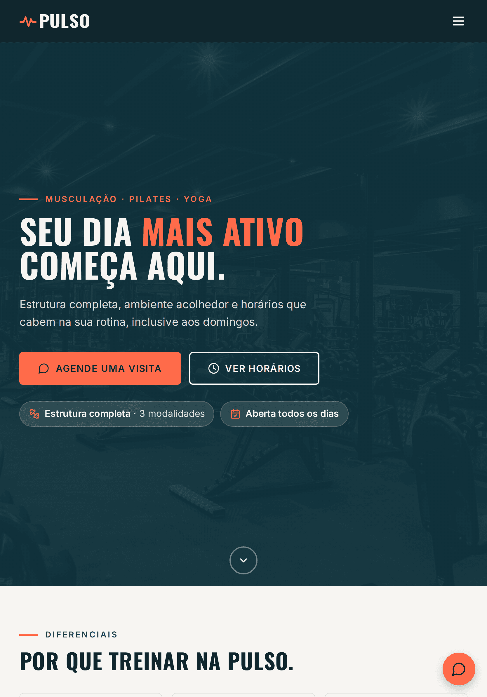 Pulso Academia, site visto no tablet