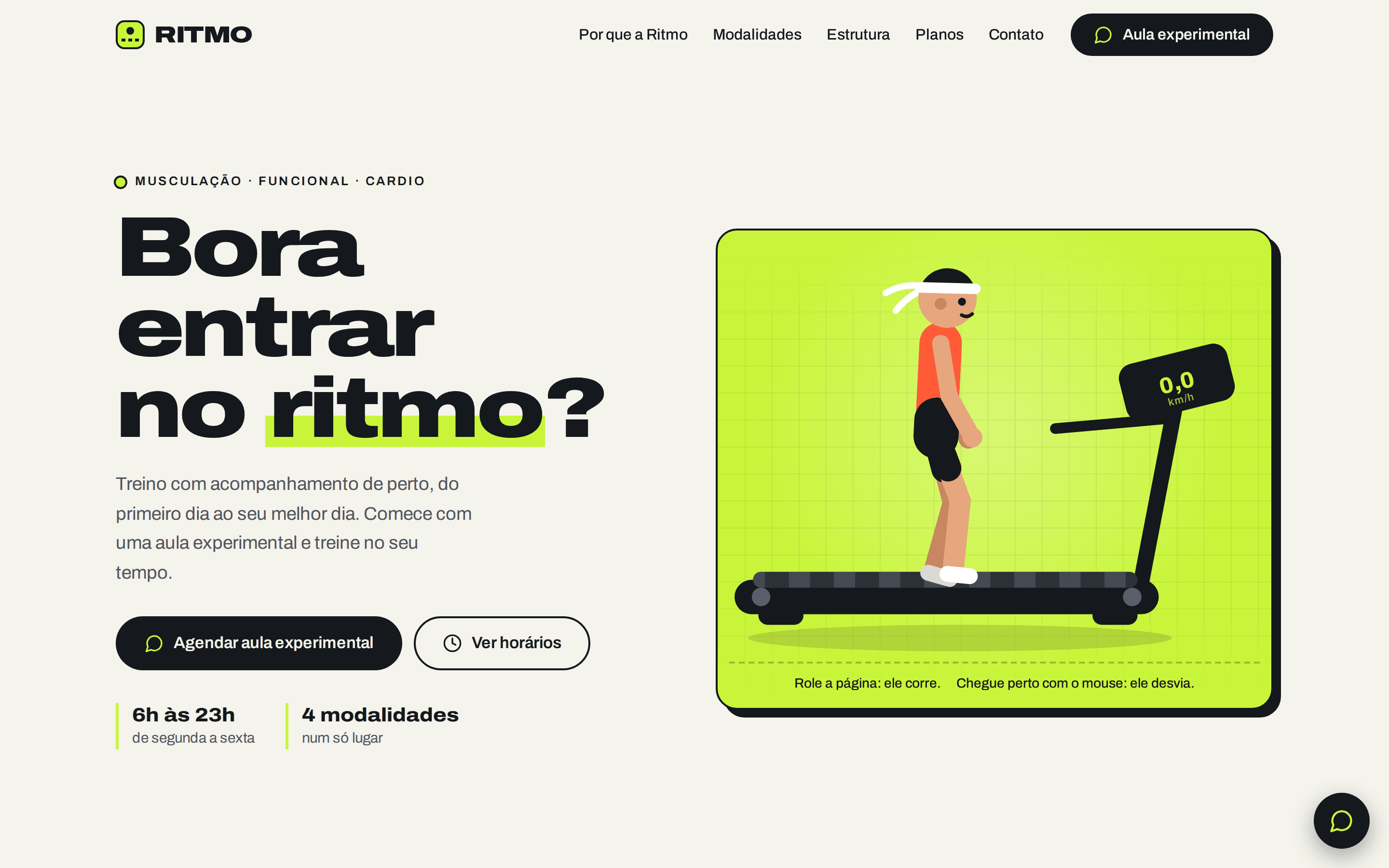 Ritmo Academia, site visto no computador