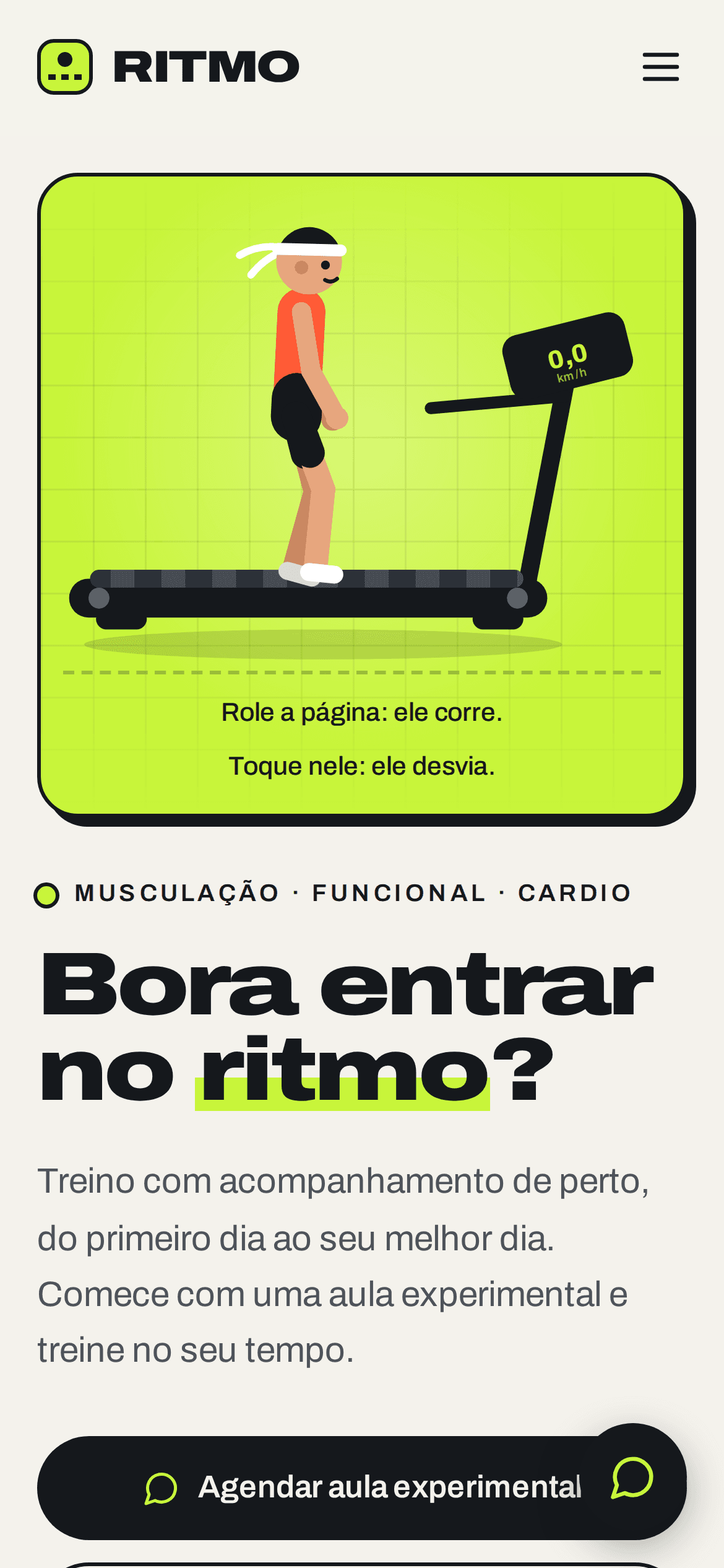 Ritmo Academia, site visto no celular