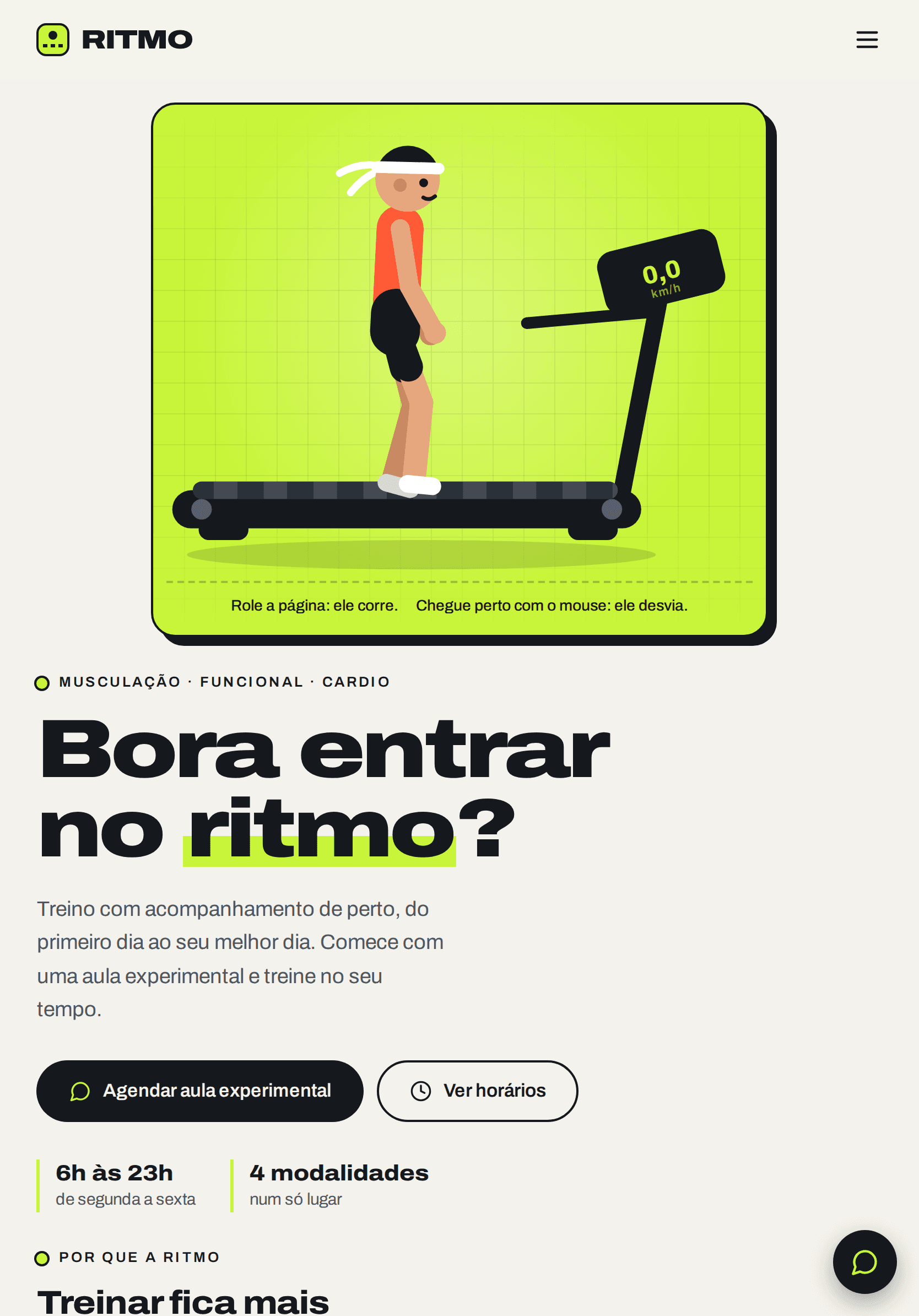 Ritmo Academia, site visto no tablet