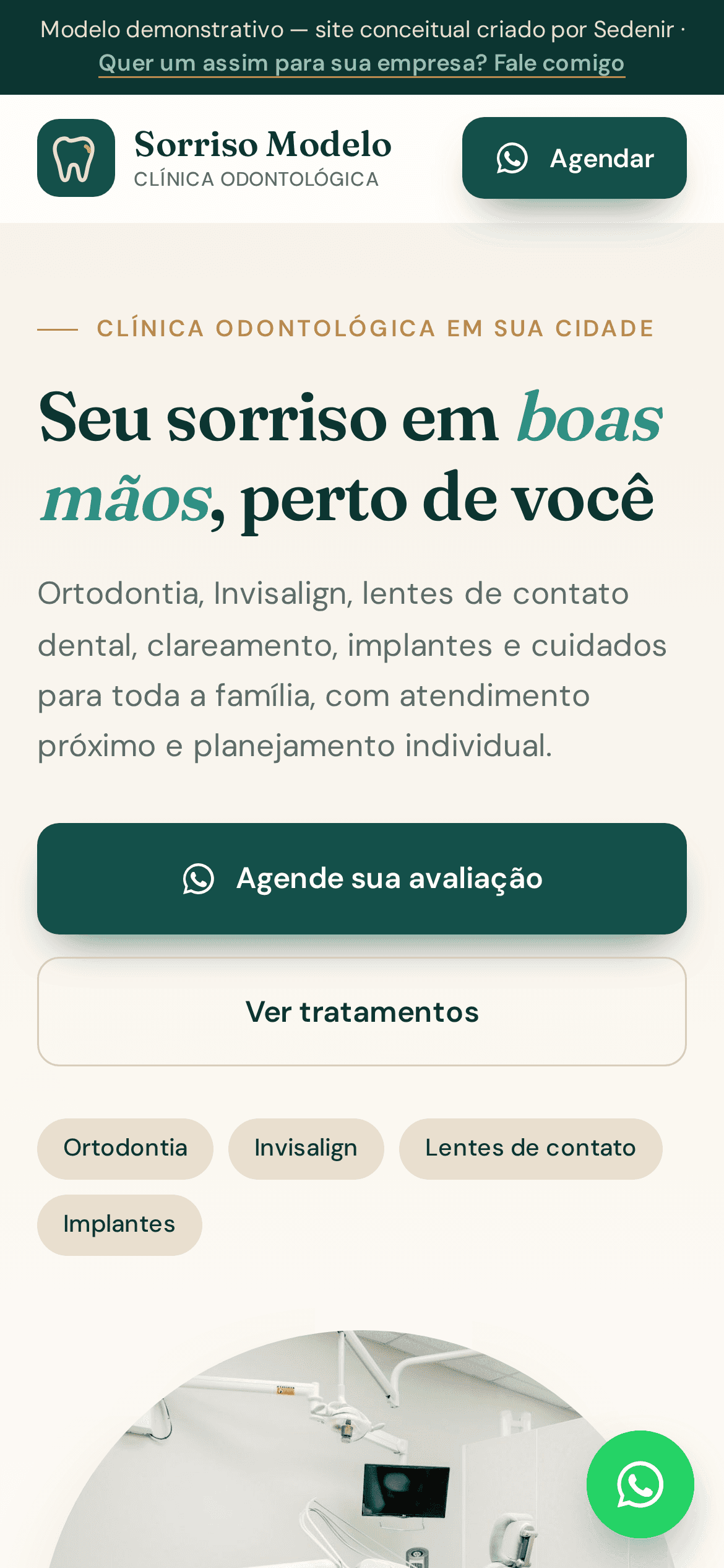 Sorriso Modelo Clínica Odontológica, site visto no celular